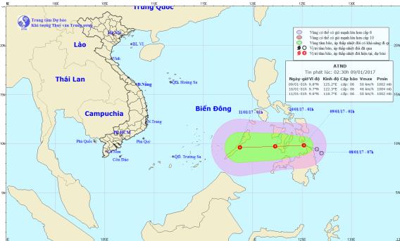 Thời tiết ngày 09/01/2017: Xuất hiện áp thấp nhiệt đới gần biển Đông 1